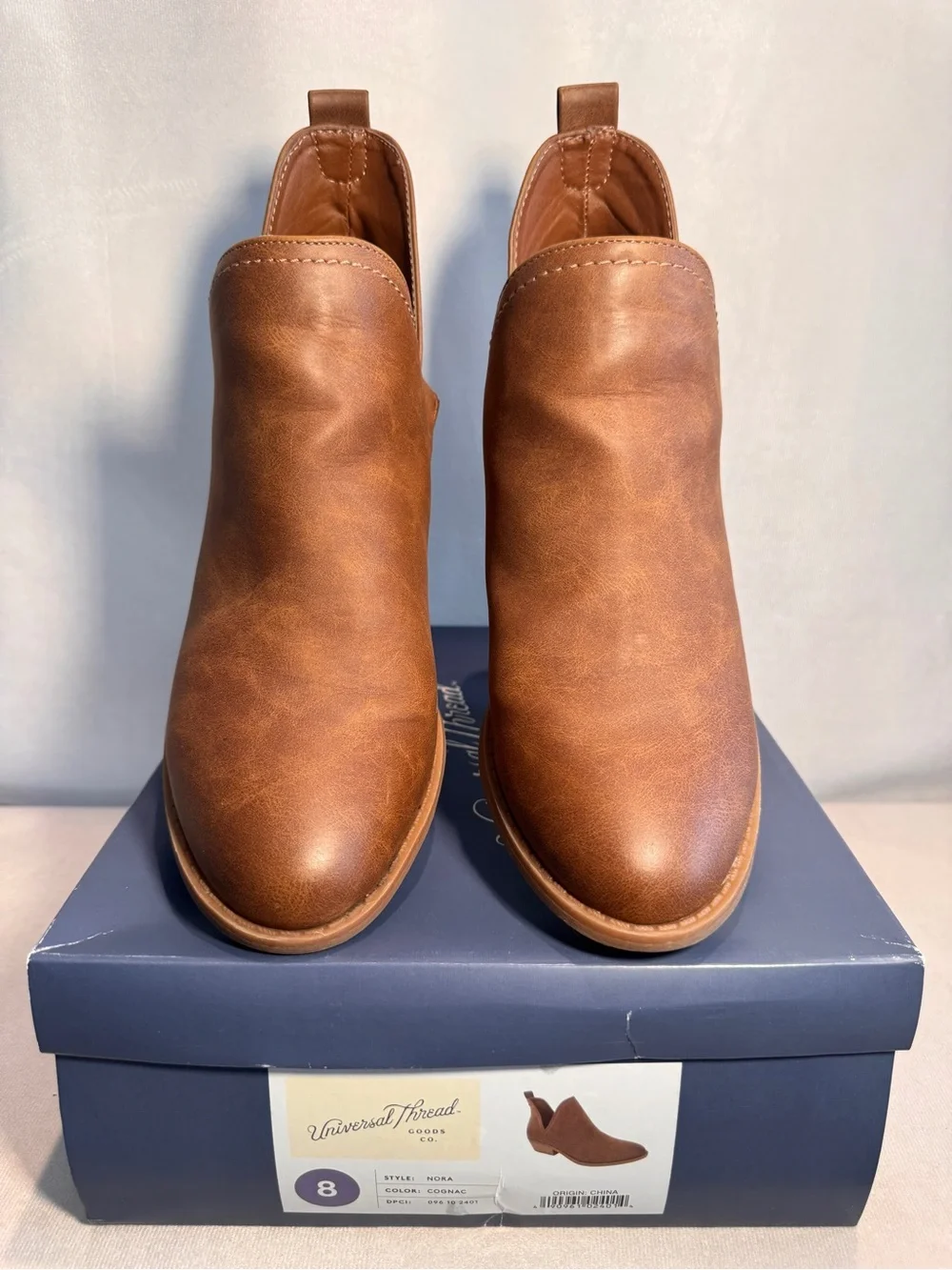 Universal Thread Cognac Brown Slip-On Ankle Booties